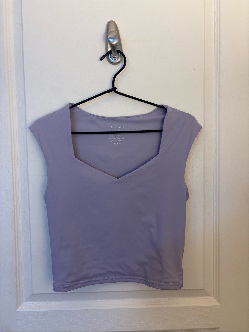 Lavender V-Neck Cap-Sleeve Top